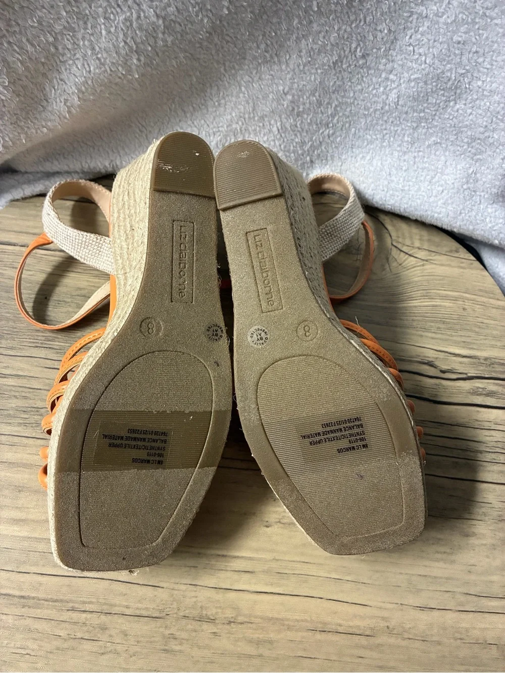 Liz Claiborne Peach Knotted Espadrille Wedge Sandals